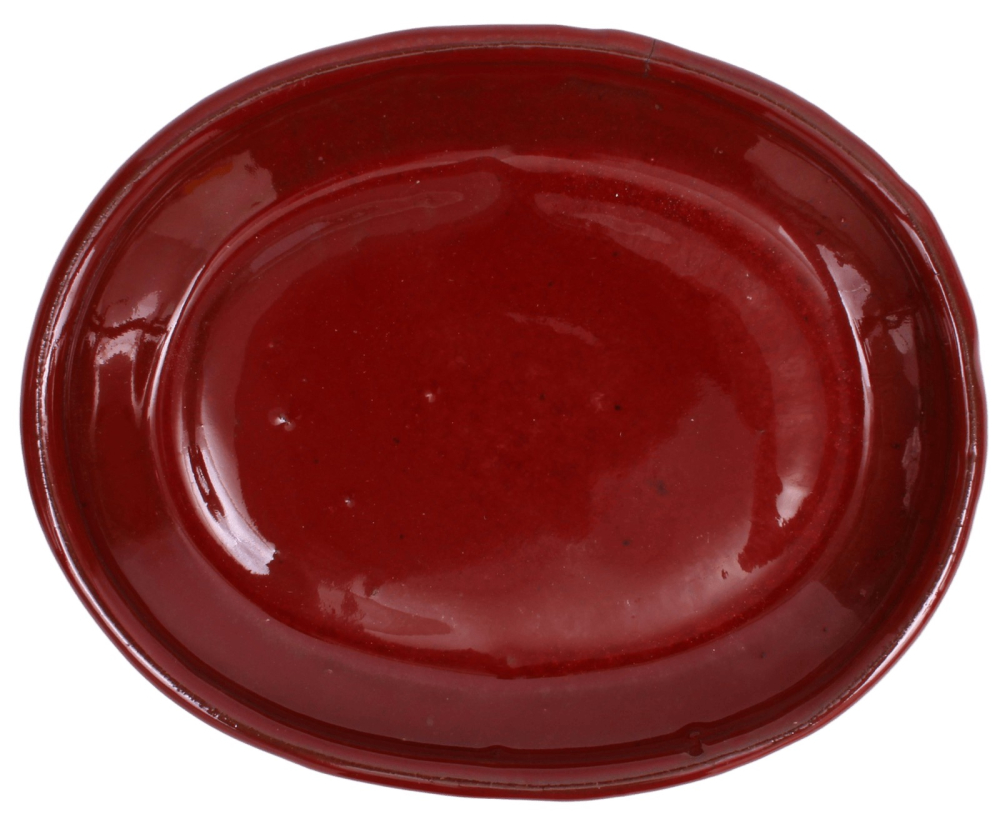 Bonsai-Untersetzer oval 15 × 12 cm - innen 11 × 8 cm braunrot Keramik