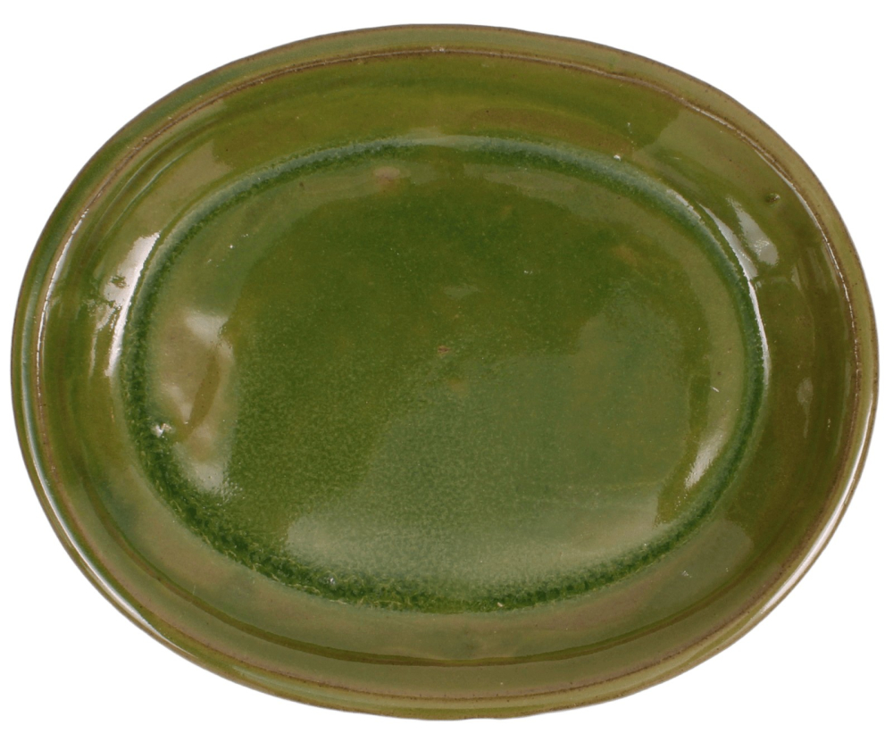 Bonsai-Untersetzer oval 15 × 12 cm - innen 11 × 8 cm grün Keramik