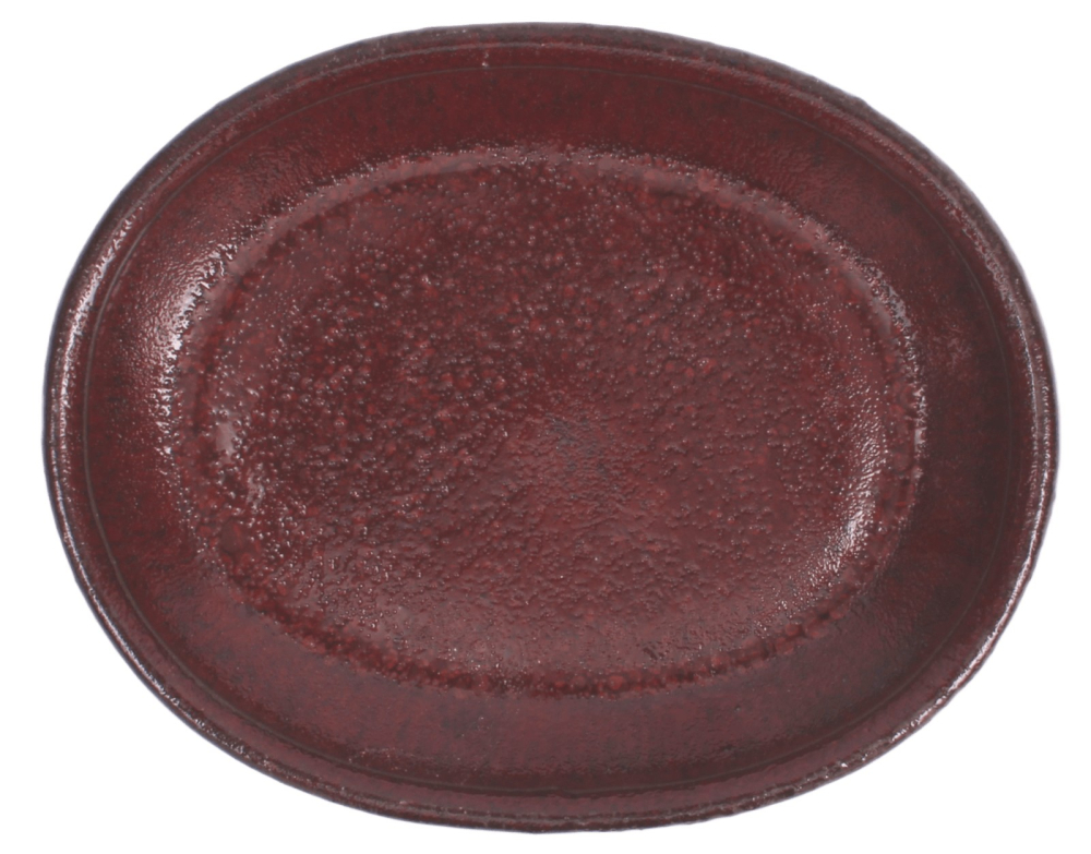 Preview: Bonsai-Untersetzer oval 15 × 12 cm - innen 11 × 8 cm bordeauxfarben Keramik