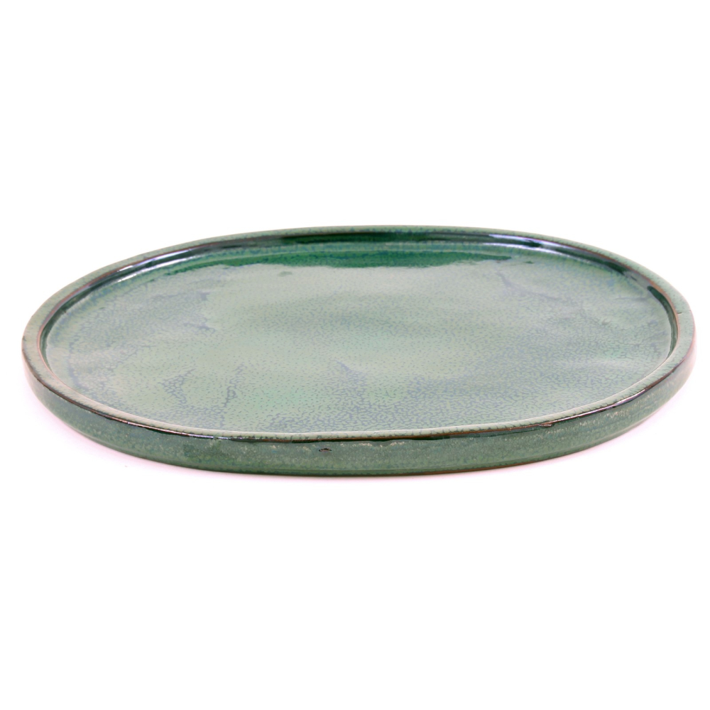 Bonsai - Untersetzer oval 35 x 28 (innen 32 x 25) cm grün Keramik 54300