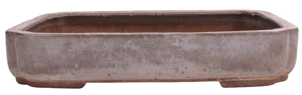 Tokoname Bonsai-Schale Yoshimura eckig 42,1×29 ×7,7cm – grau-graublau gebraucht 58003