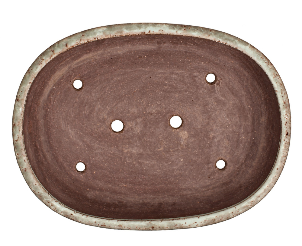 Tokoname Bonsai-Schale Yoshimura oval graugrün 35,4 × 26,4 × 6 cm – glasiert 58008