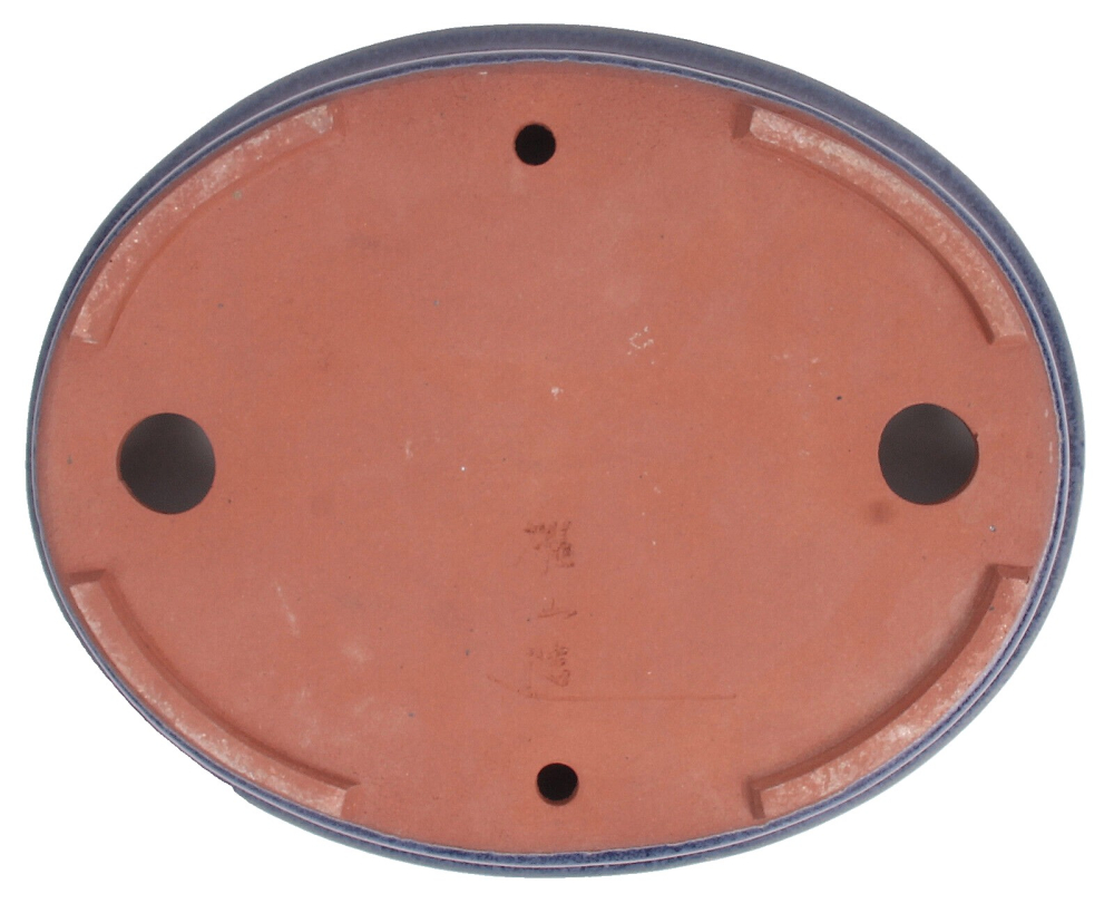 Preview: Tokoname Bonsaischale von Youzan - 37 x 29,5 x 6 cm - oval - blau - 58104