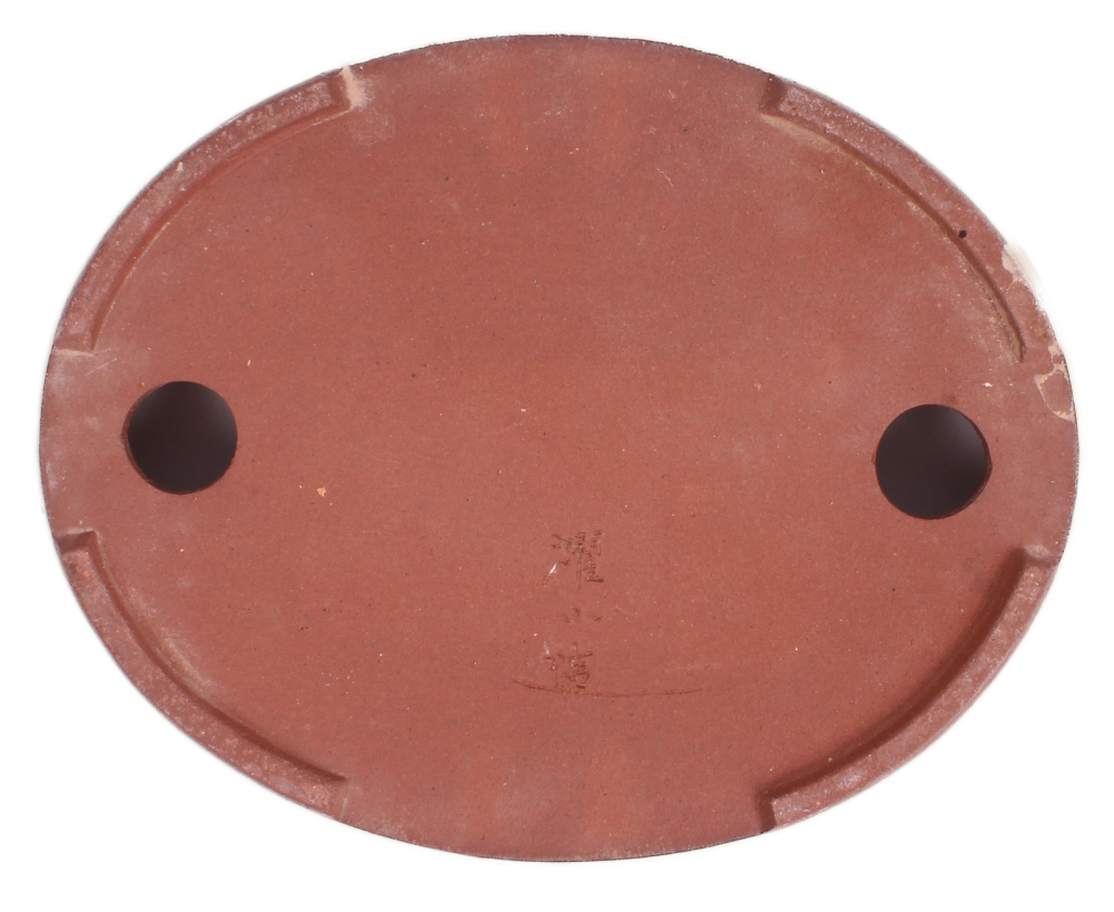 Preview: Tokoname Bonsaischale von Youzan - 32 x 25.5 x 5.8 cm - oval - gelb - 58145