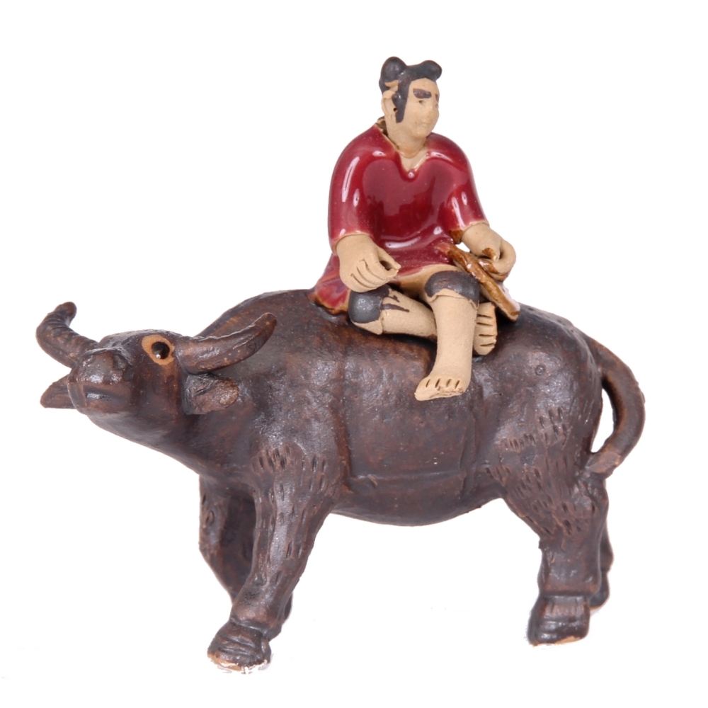 Bonsai - Figur auf Büffel, ca. 6,5 cm hoch   70508