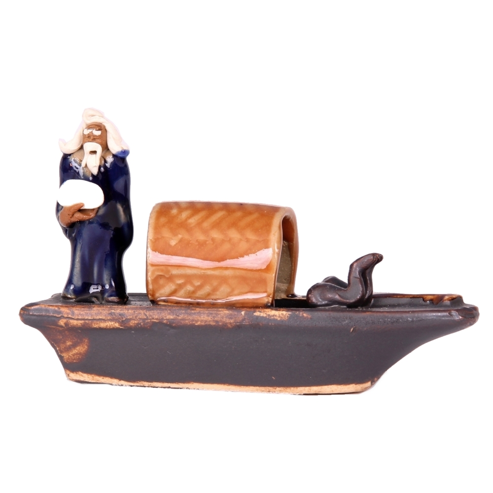 Bonsai - Figur auf einem Boot, ca. 5,5 cm hoch   70509