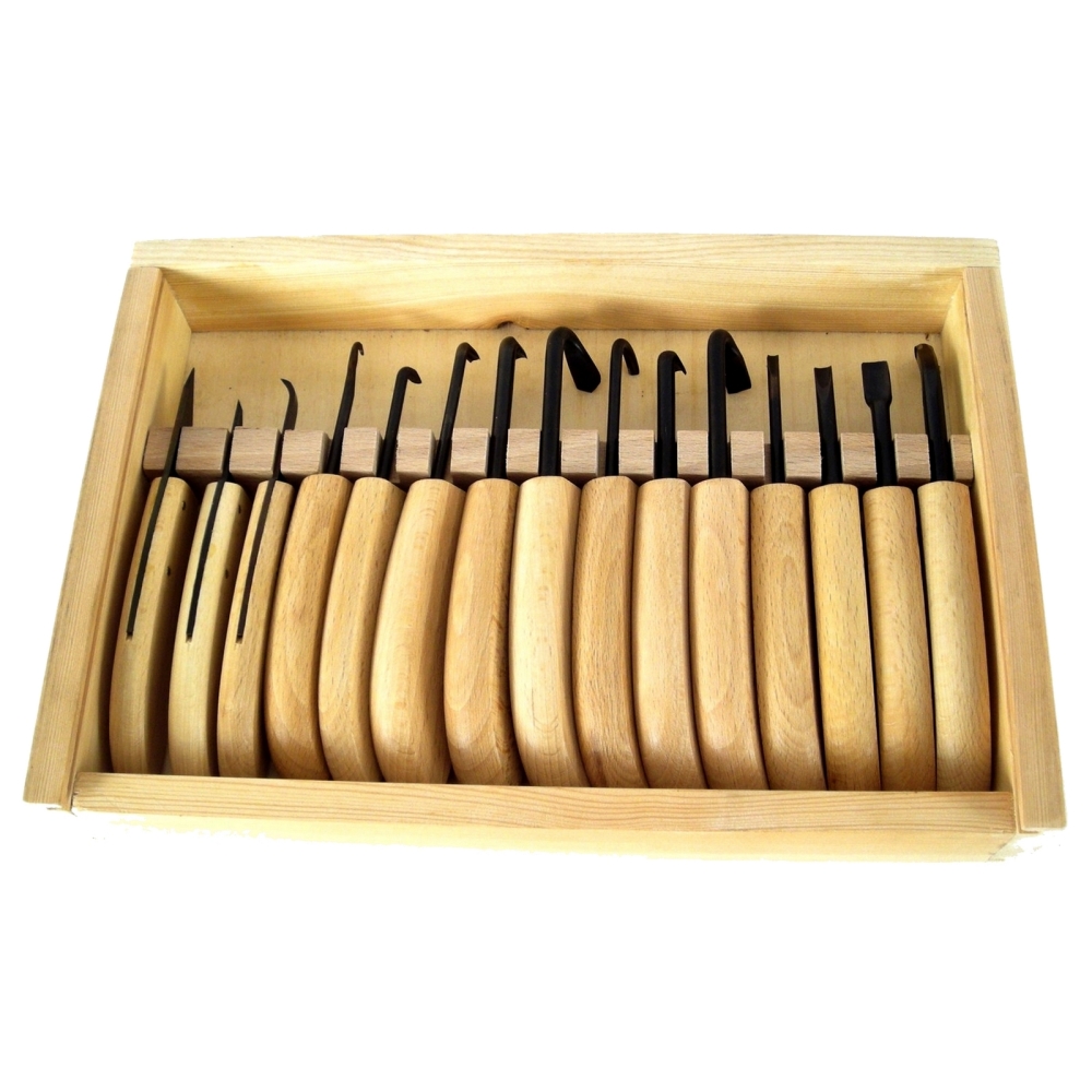 Bonsai - Jin + Shari-Werkzeug, 15 tlg. Set Schnitzwerkzeuge in Holzbox 60075