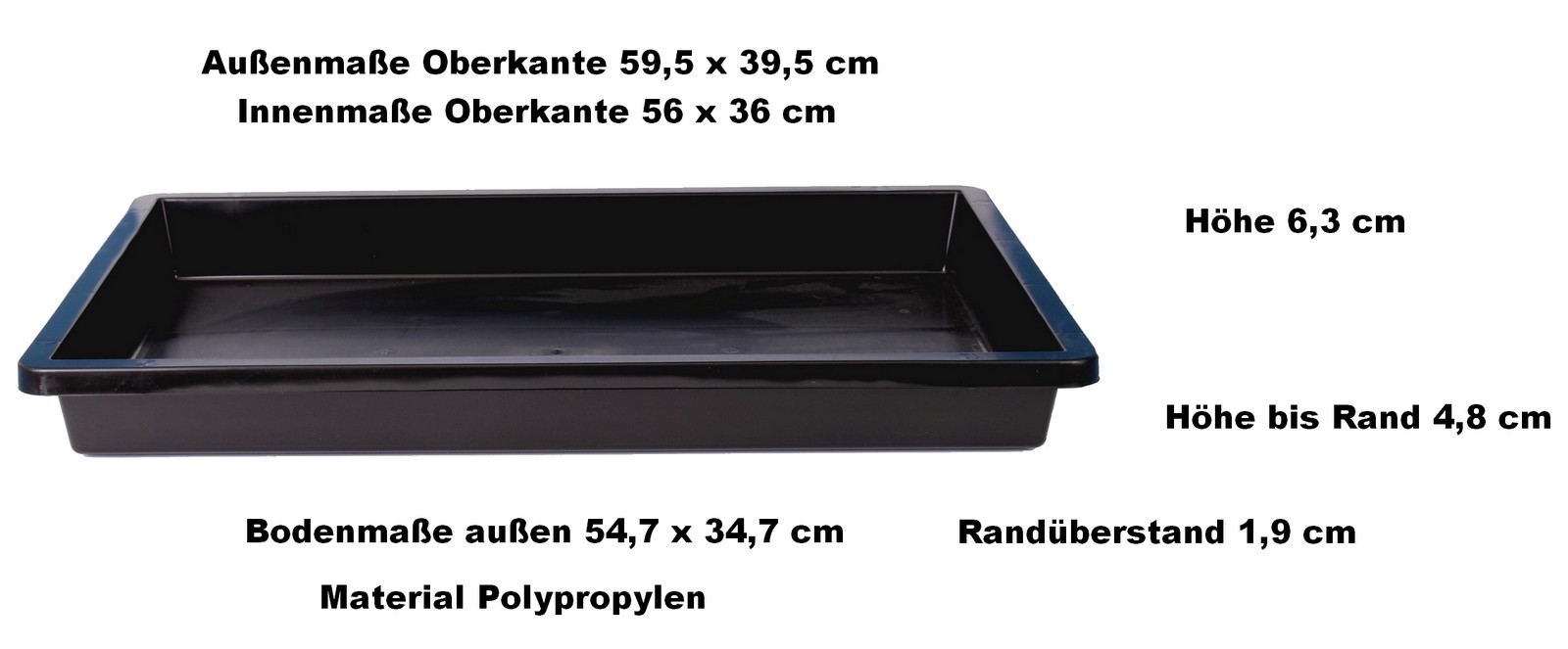 1 Stück Pikierschale 60x40x 6,4 cm Boden mit Loch Aussaatschale Astrophytum 