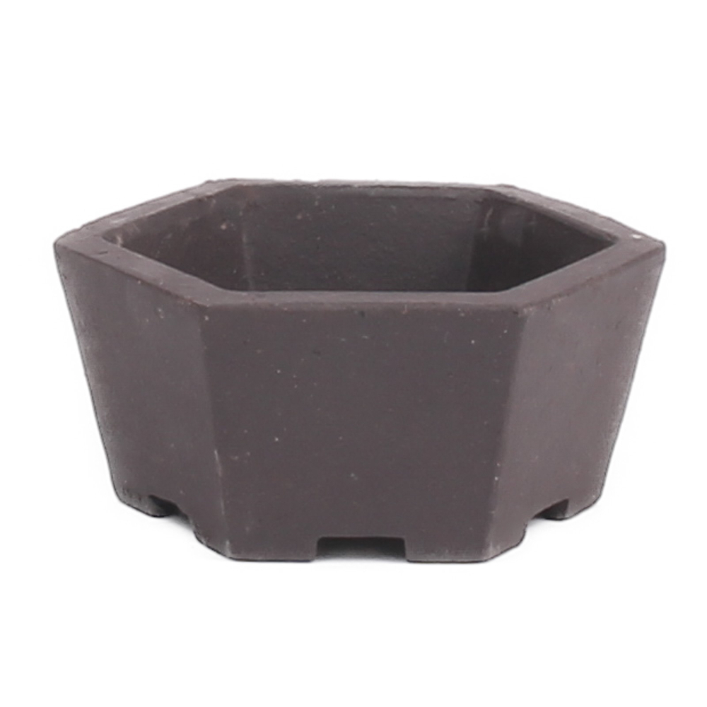Bonsai - Schale /Mameschale 7 Ø x 3.2 cm 6-eckig dunkelbraun 15009