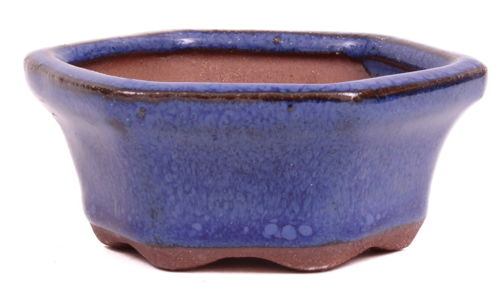 Bonsai - Schale 6-eckig 7 Ø x 3.2 cm blau  15033