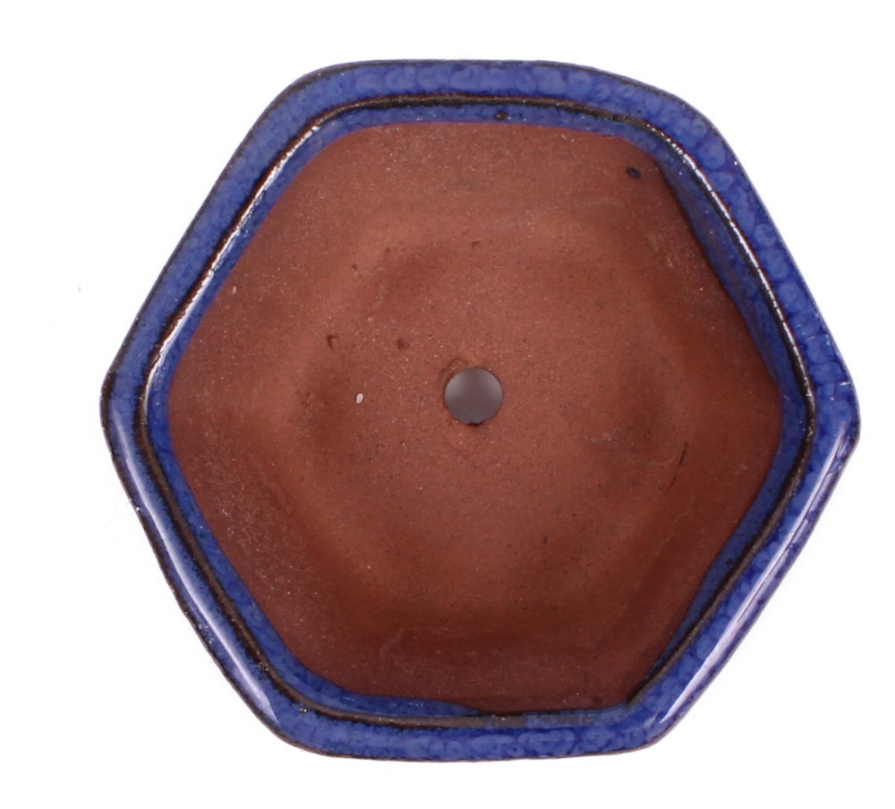 Bonsai - Schale 6-eckig 7 Ø x 3.2 cm blau  15033