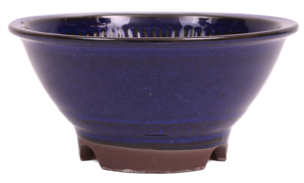 Bonsai - Schale rund 12.5 Ø x 6.2cm  blau frostfest aus Japan 15038