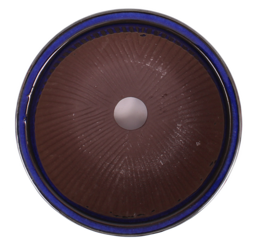 Bonsai - Schale rund 12.5 Ø x 6.2cm  blau frostfest aus Japan 15038