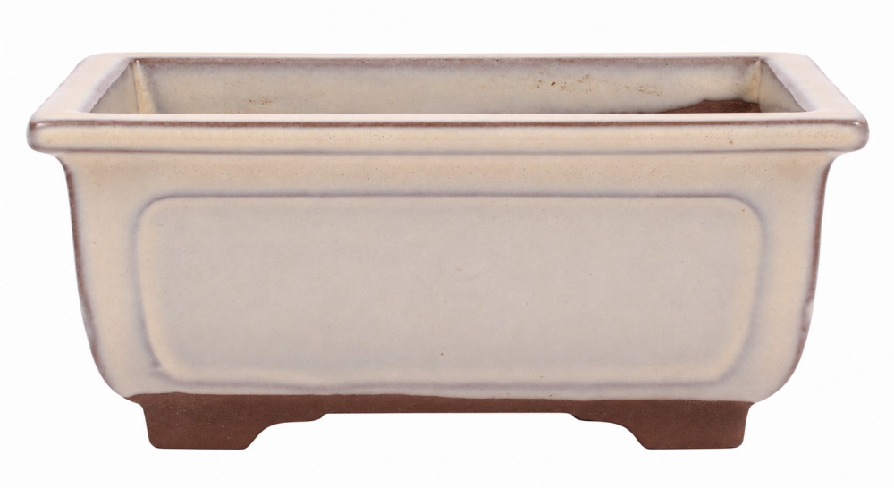 Bonsaischale eckig, cremefarben – 15,5 × 11 × 7 cm – frostfest, gebraucht