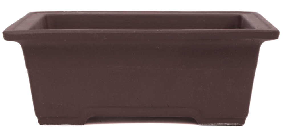 Bonsai - Schale  eckig 18.5 x 13.5 x 7 cm frostfest unglasiert aus Japan 22001