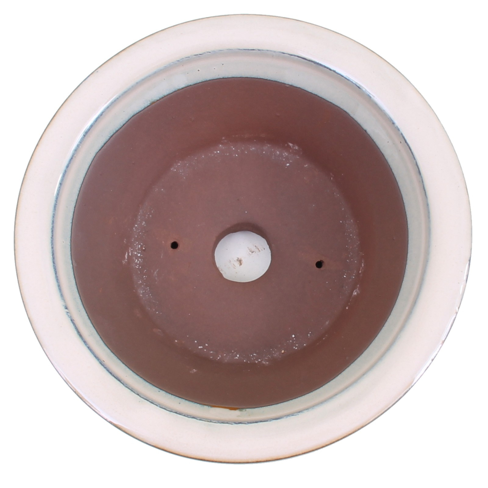 Bonsai - Schale rund 18.5 Ø x 6.5 cm cremefarben frostfest aus Japan 22028