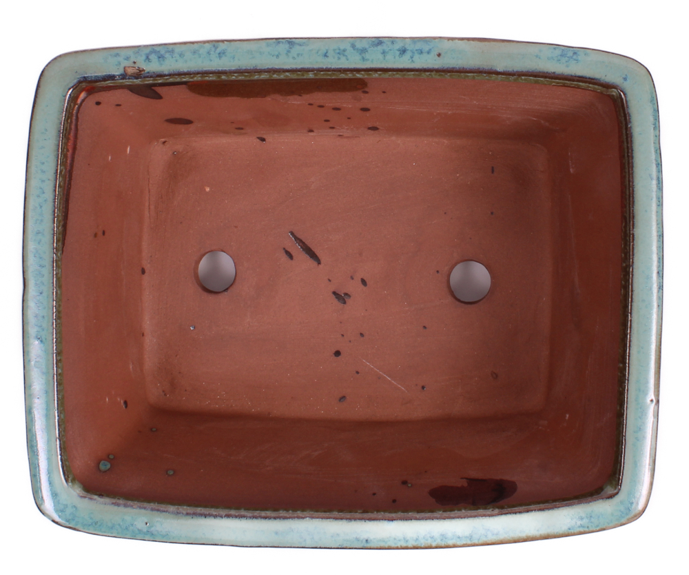 Bonsai - Schale eckig 21.5 x 16.5 x 8.7 cm , grünbraun / kupfer 22035