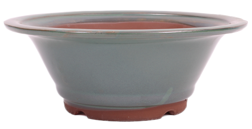 Bonsai - Schale rund 22 Ø x 8.5 cm grün frostfest aus Japan 22055