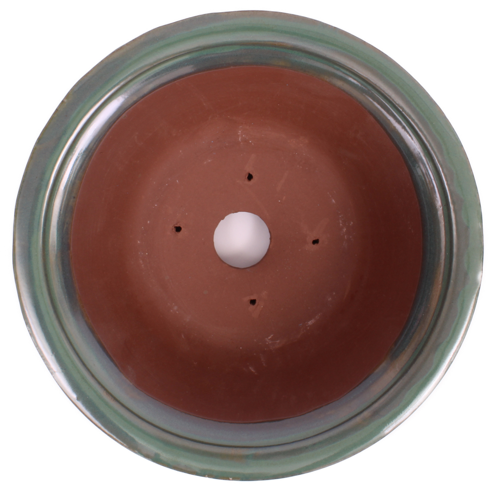 Bonsai - Schale rund 22 Ø x 8.5 cm grün frostfest aus Japan 22055