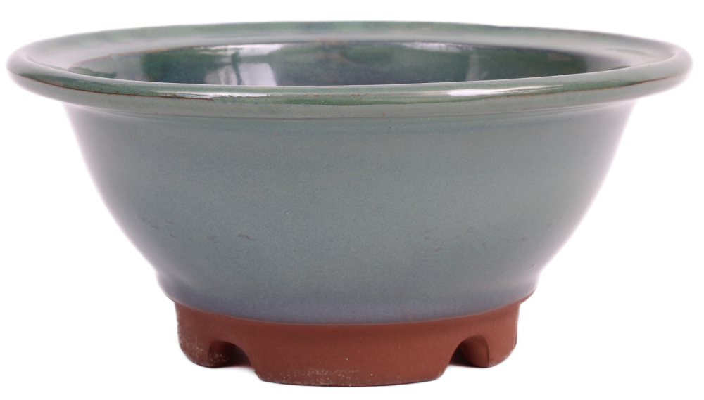 Bonsai - Schale rund 19.5 Ø x 9 cm grün frostfest aus Japan 22056