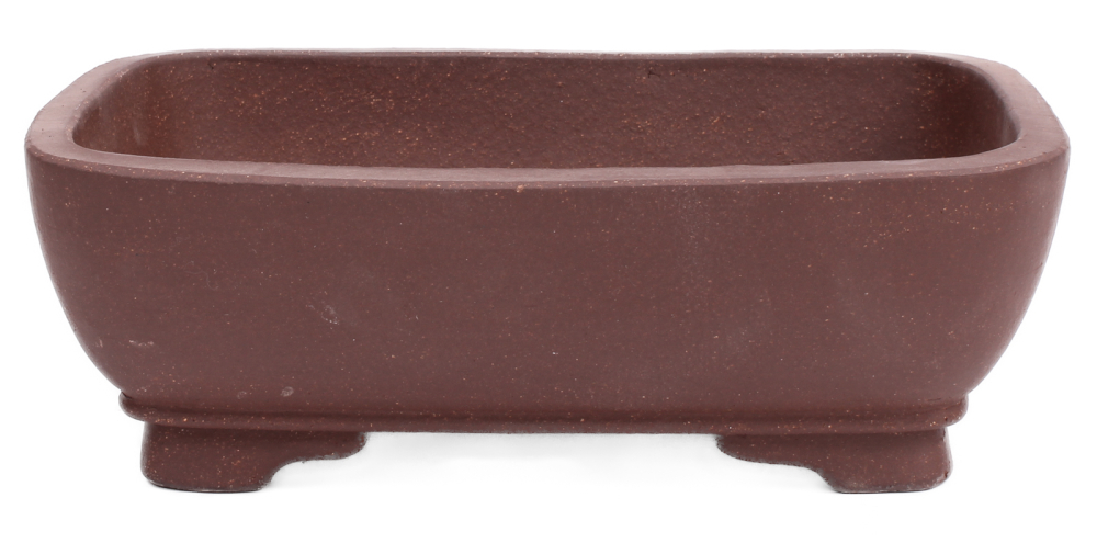 Bonsai - Schale eckig 22 x 17 x 7.5 unglasiert braun frostfest Yixing 22096