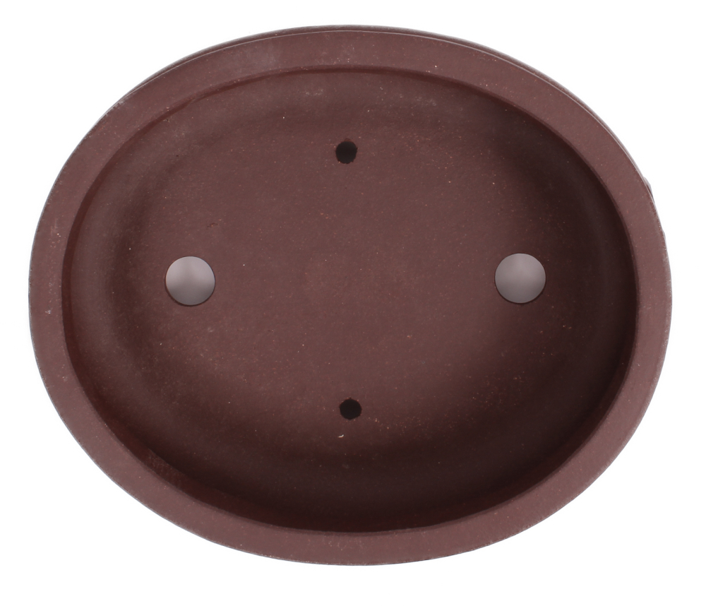 Bonsai - Schale oval 20.5 x 17 x 6 unglasiert braun frostfest Yixing 22098