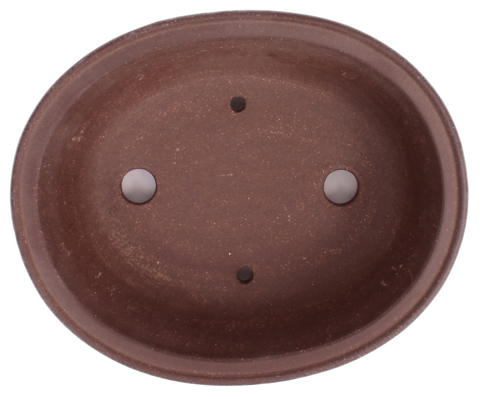 Bonsai - Schale oval 21.5 x 17.5 x 6.5 unglasiert braun frostfest Yixing 22100