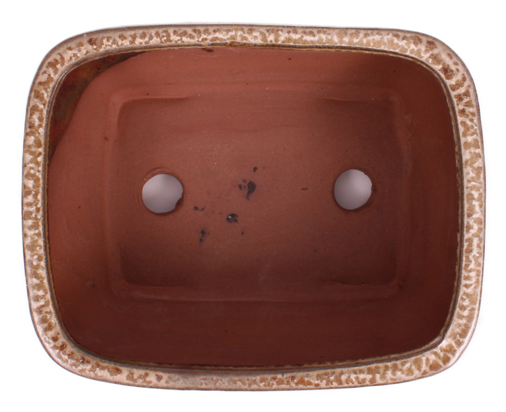 Bonsai - Schale eckig 16.5 x 13 x 7.7 cm , kupfer / beige 22130
