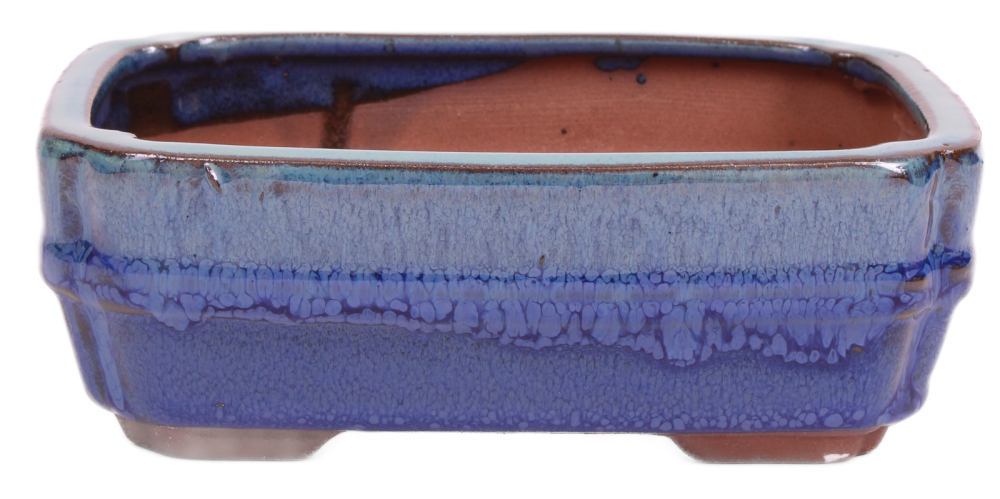 Bonsai - Schale eckig 16 x 12 x 6.7 cm , blau / grün 22132