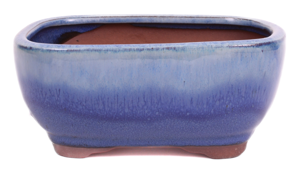Bonsai - Schale eckig 16.5 x 13 x 7.5 cm , hellblau / blau 22133