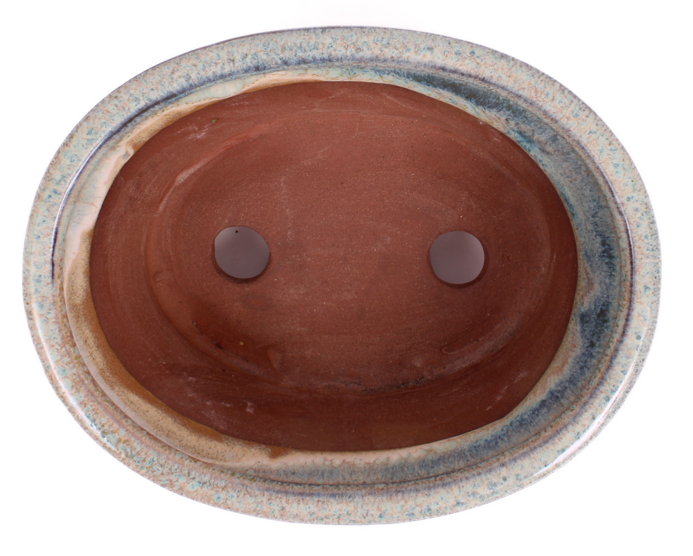 Bonsai - Schale oval 16 x 12.5 x 7.5 cm , grün / beige  22135