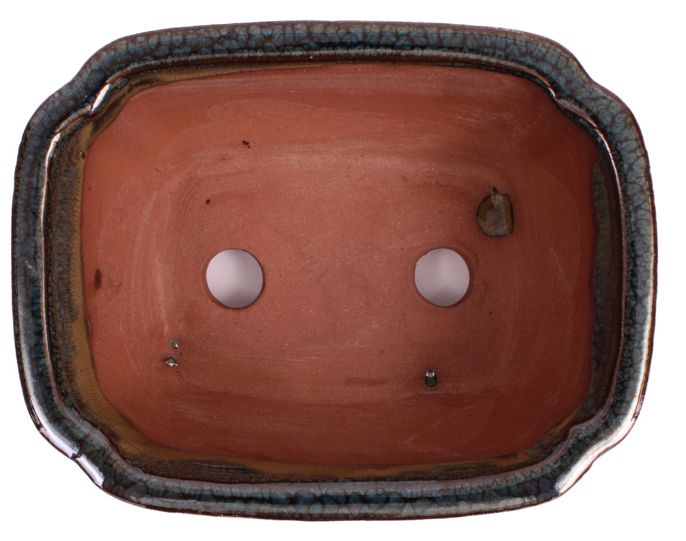 Bonsai - Schale eckig 16 x 12.5 x 7.5 cm , beige / grünblau  22137