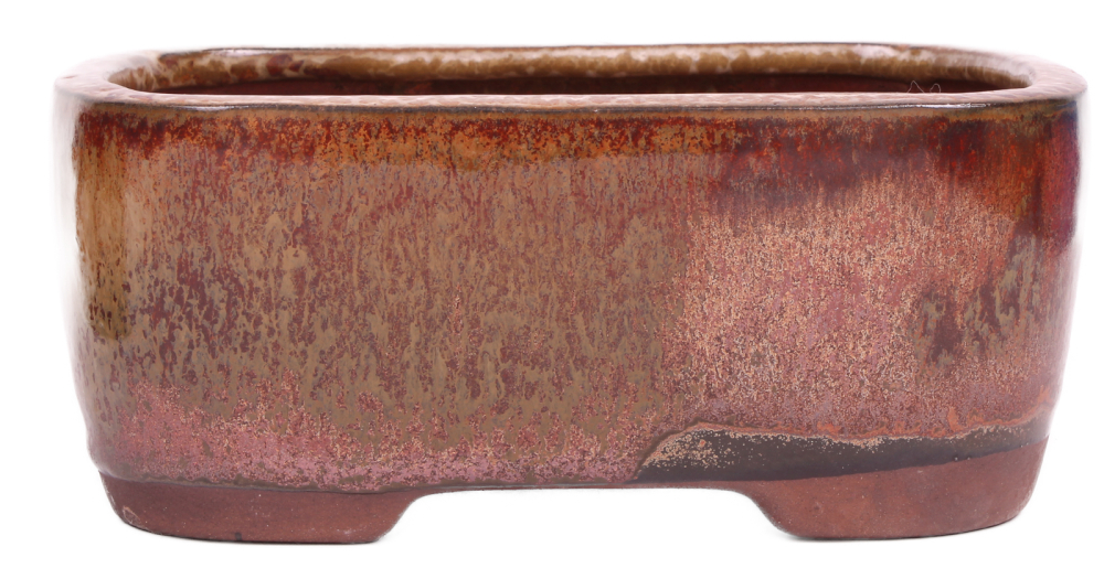 Bonsai - Schale eckig 16.5 x 13 x 6.8 cm kupfer / beige 22138