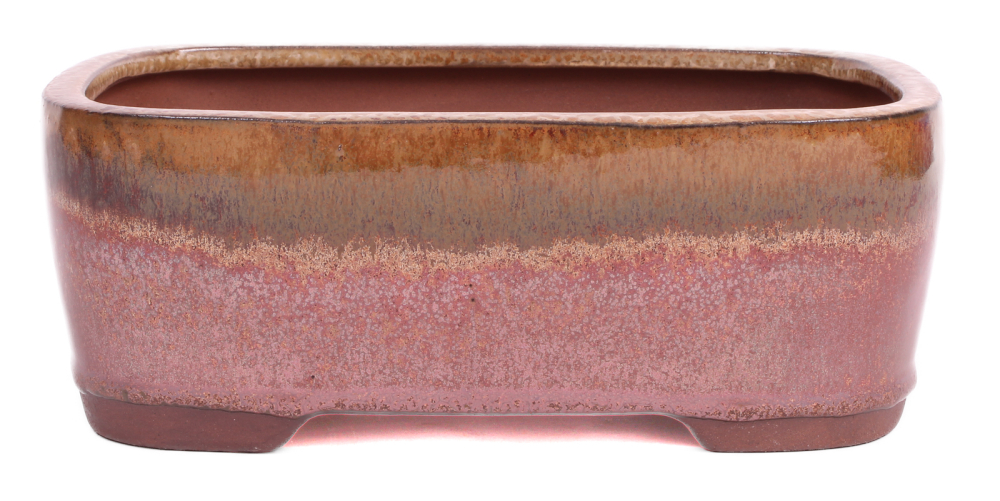 Bonsai - Schale eckig 21.5 x 16.5 x 8 cm  beige / kupfer 22139