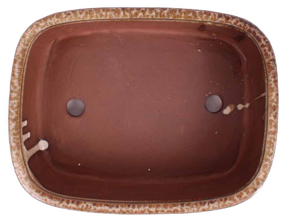 Bonsai - Schale eckig 21.5 x 16.5 x 8 cm  beige / kupfer 22139