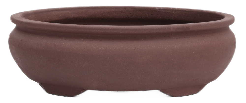 Bonsai - Schale oval 19.5 x 16.5 x 8 cm unglasiert braun 22144