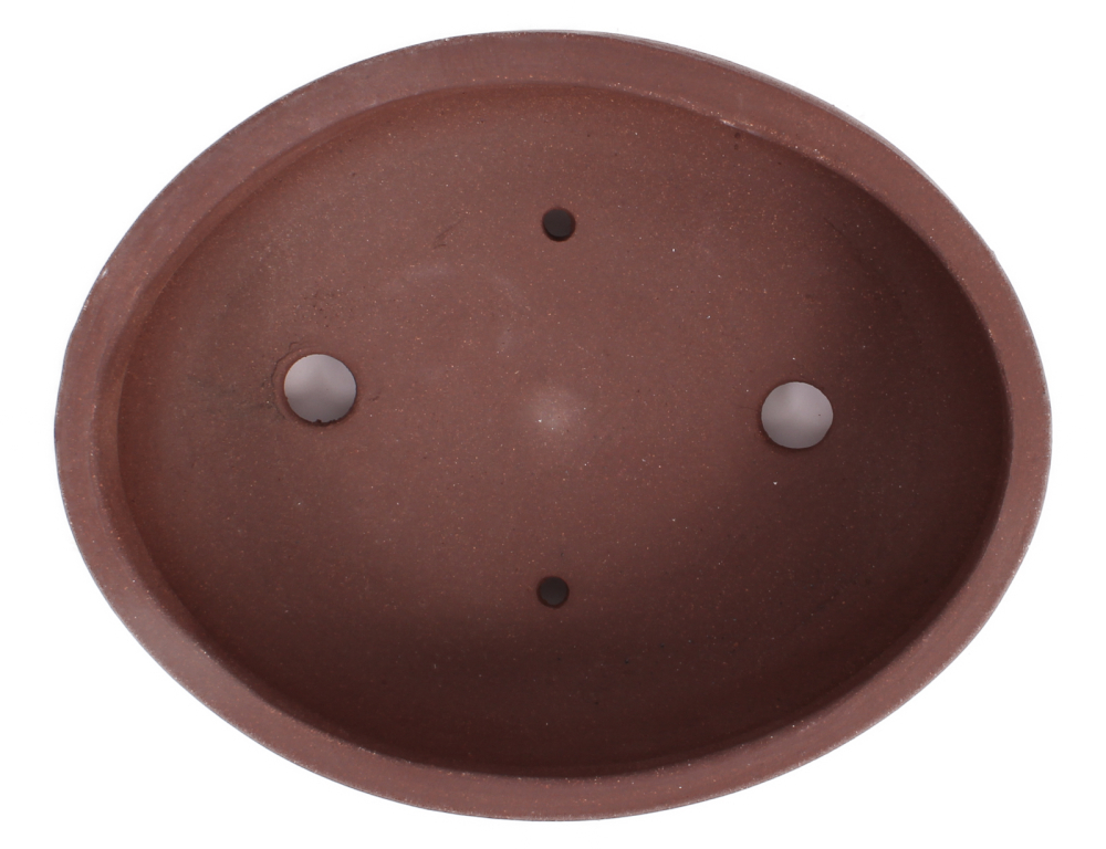 Bonsai - Schale oval 19.5 x 16.5 x 8 cm unglasiert braun 22144