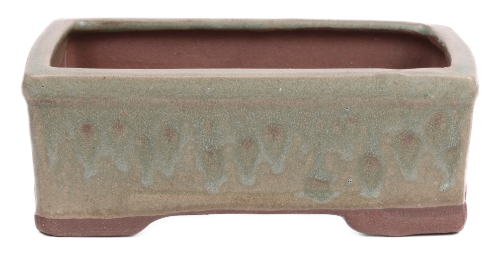 Bonsai - Schale eckig 16 x 12 x 6.5 cm mattgrün  22151