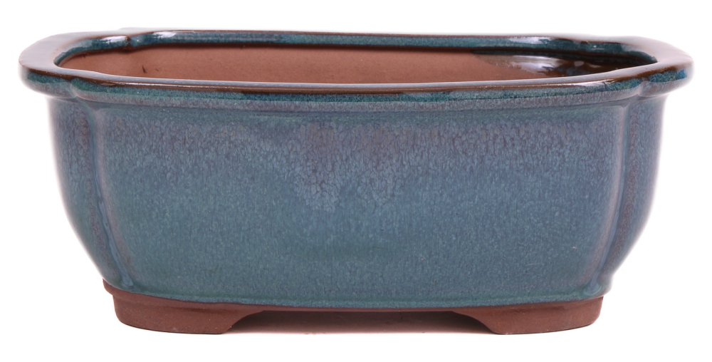 Bonsai - Schale eckig 21.5 x 16.5 x 8 cm grünblau 22162