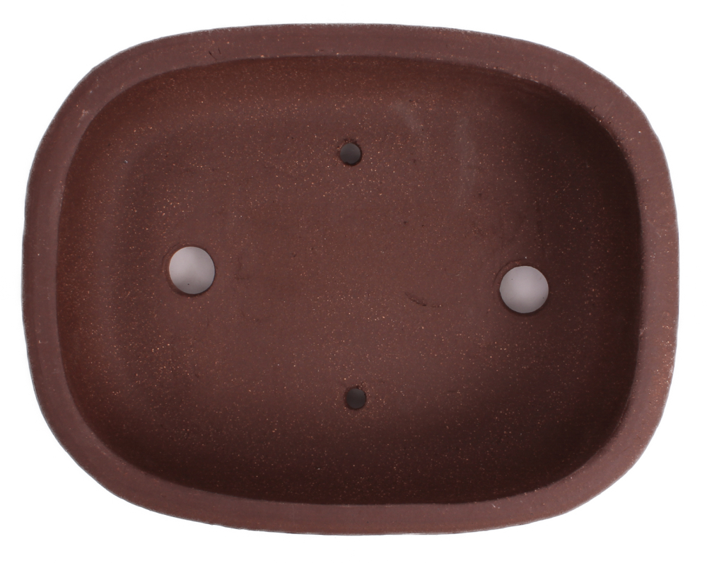 Bonsai - Schale oval 20.5 x 17 x 8.5 cm unglasiert braun 22169