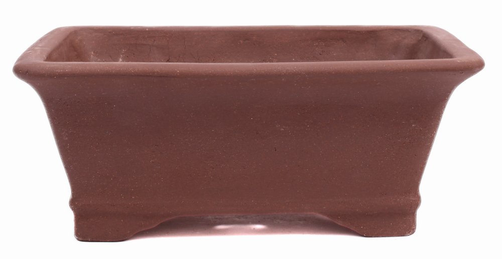 Bonsai - Schale eckig 21.5 x 16.5 x 8.7 cm unglasiert braun  22176