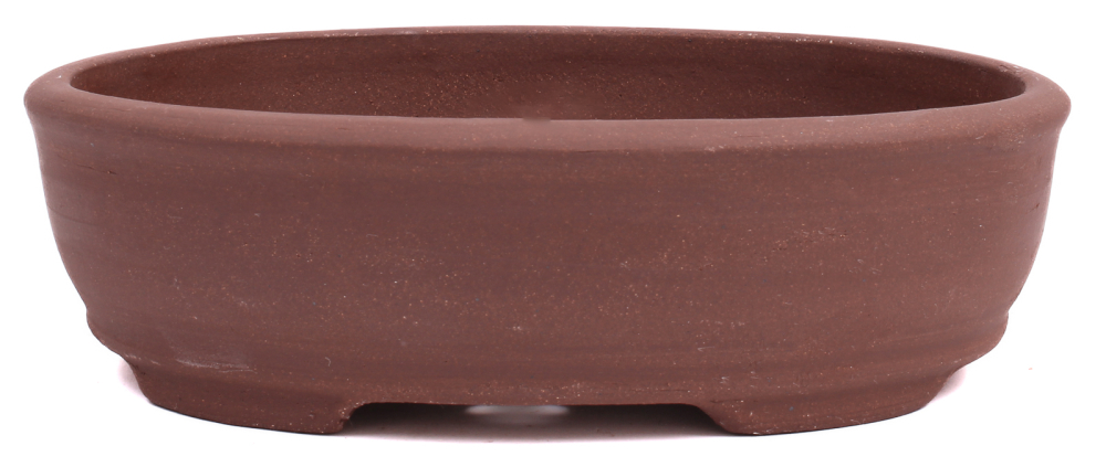 Bonsai - Schale oval 21.5 x 16.5 x 6.5 cm unglasiert braun  22177
