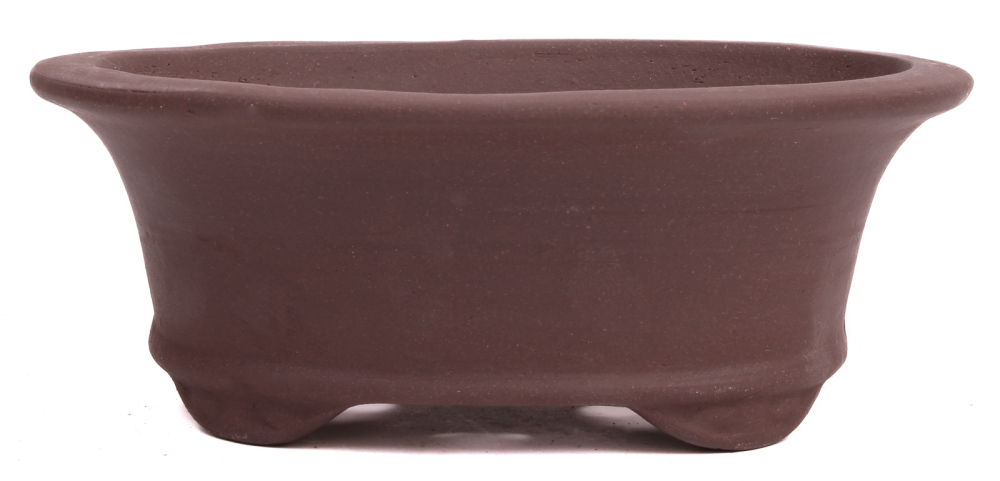 Bonsai - Schale oval 21 x 17 x 8.2 cm unglasiert braun  22186
