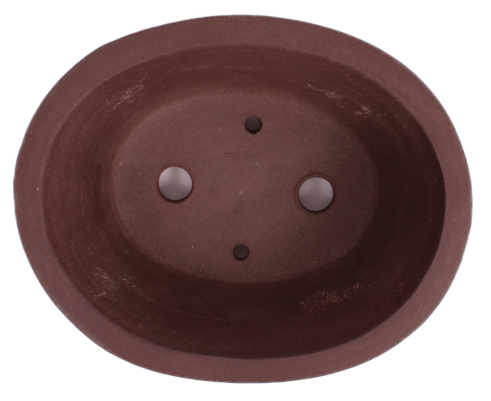 Bonsai - Schale oval 21 x 17 x 8.2 cm unglasiert braun  22186