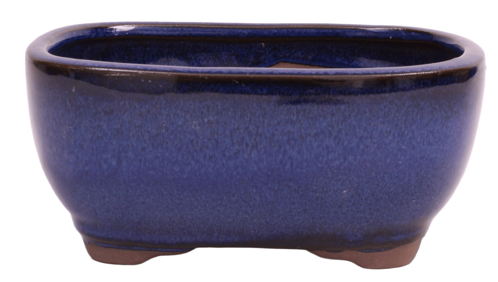 Bonsai-Schale eckig 16,5 × 12,5 × 7,5 cm blau glasiert