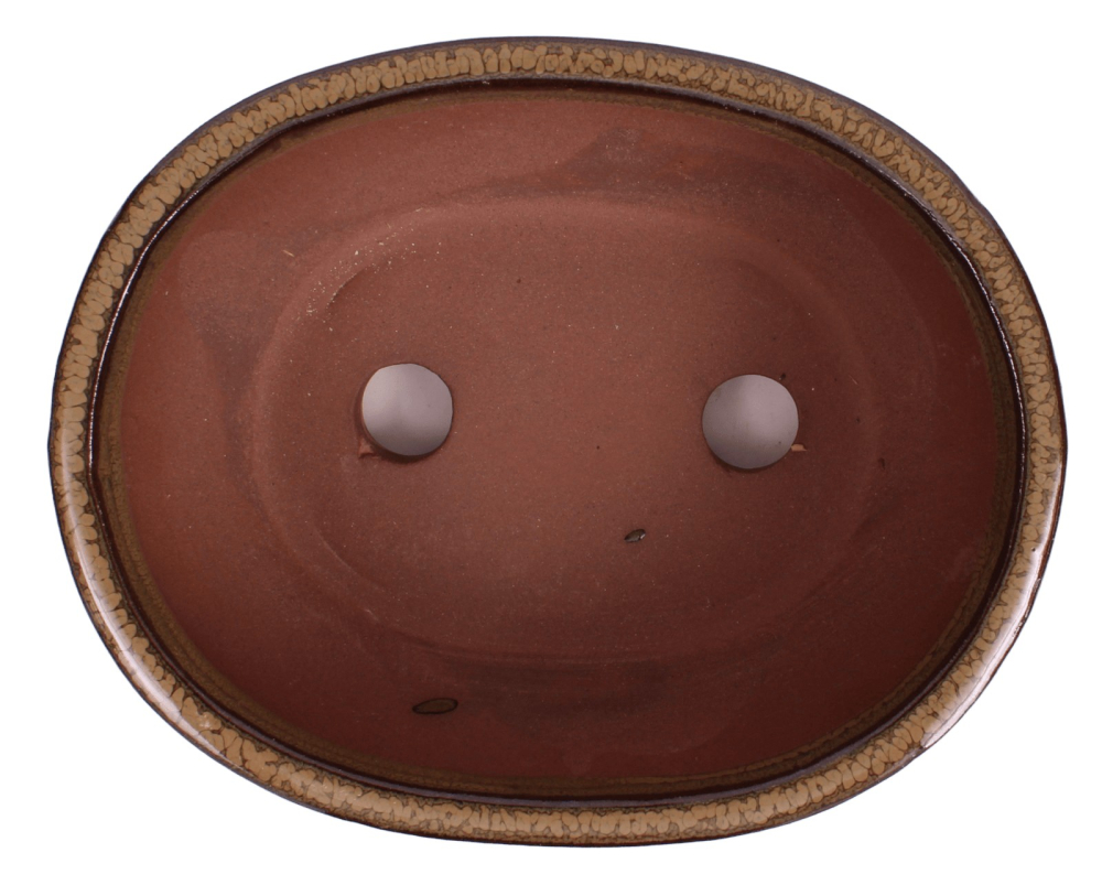 Bonsai-Schale oval 16,5 × 12,5 × 7,5 cm hellbraun glasiert
