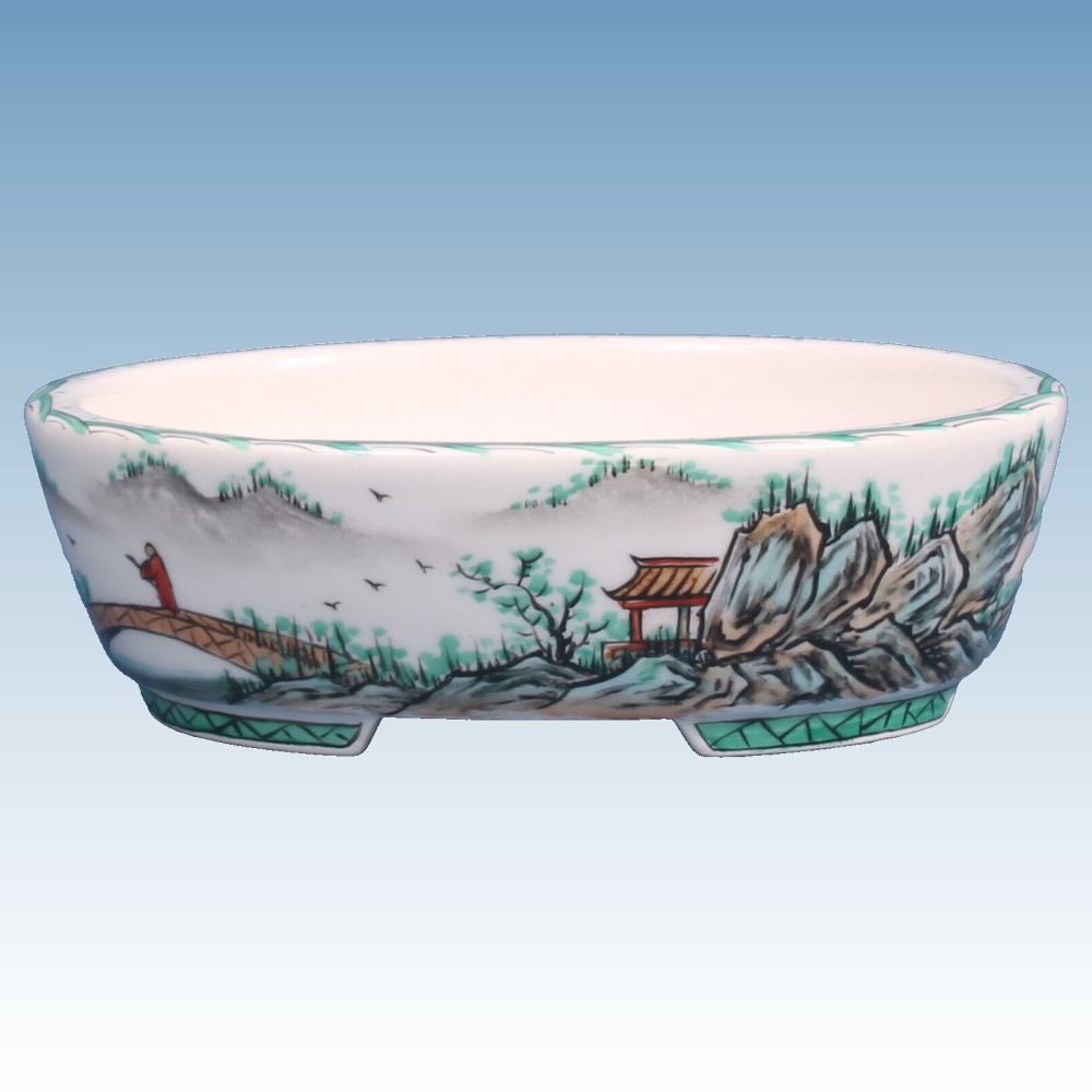 Bonsai - Schale, oval 16 x 13 x 5 cm, handbemalt  22706