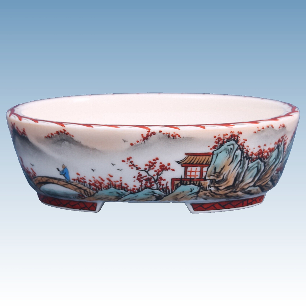 Bonsai - Schale, oval 16 x 13 x 5 cm, handbemalt  22707