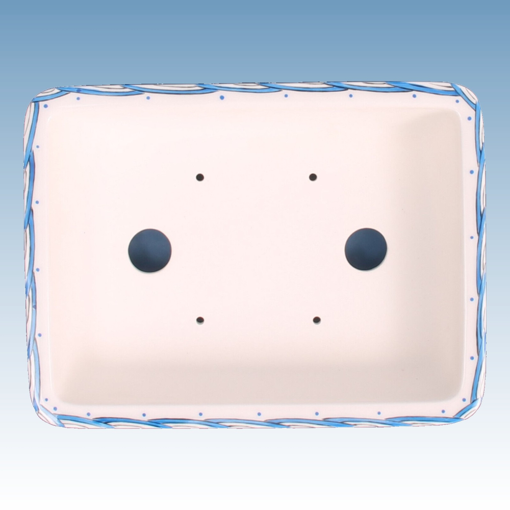 Bonsai - Schale, eckig 19 x 14,5 x 4,7 cm, handbemalt  22708