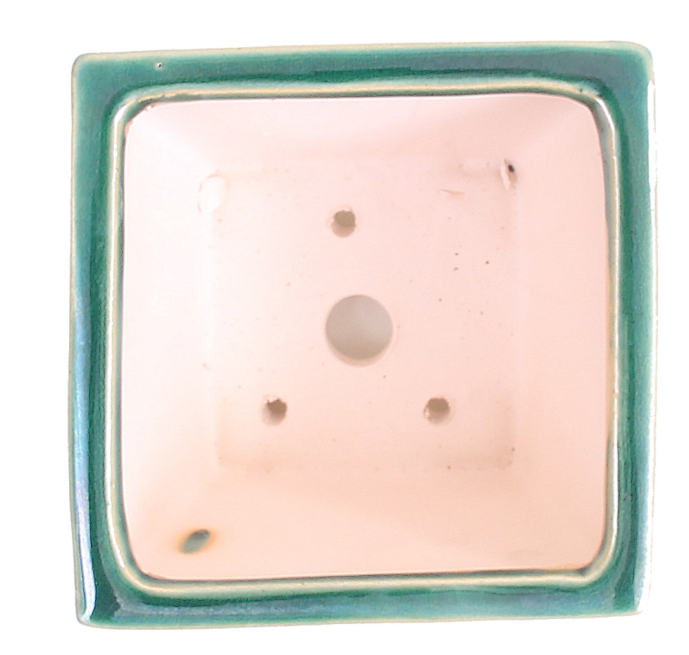 Bonsai - Schale,  eckig 13,5 x 13,5 x 10,5 cm, grün   22928